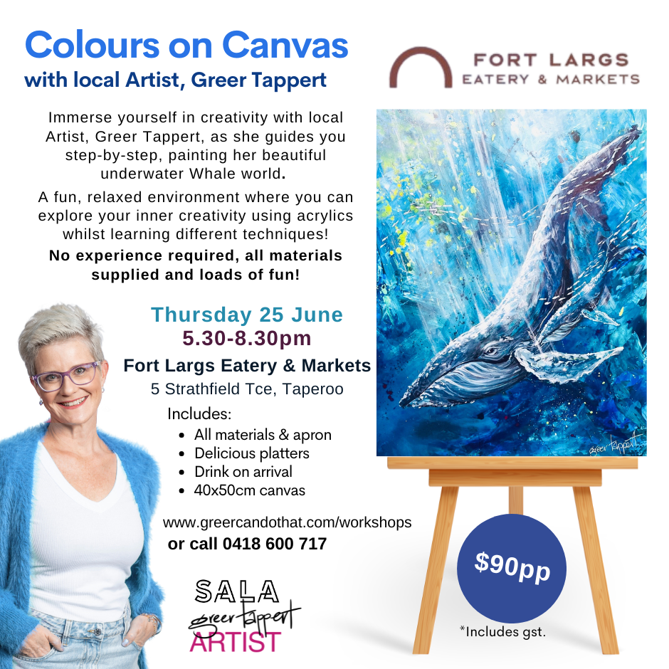 Colours on canvas at Fort Largs with Greer Tappert - Whale