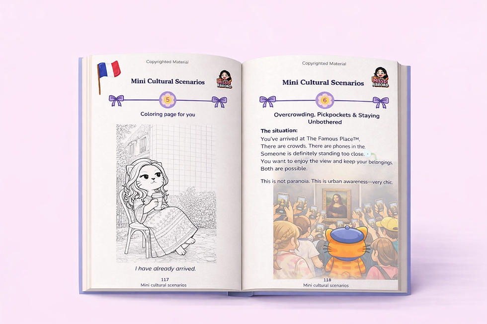 Thumbnail: France Travel Kit book: coloring page and pickpocket tips.