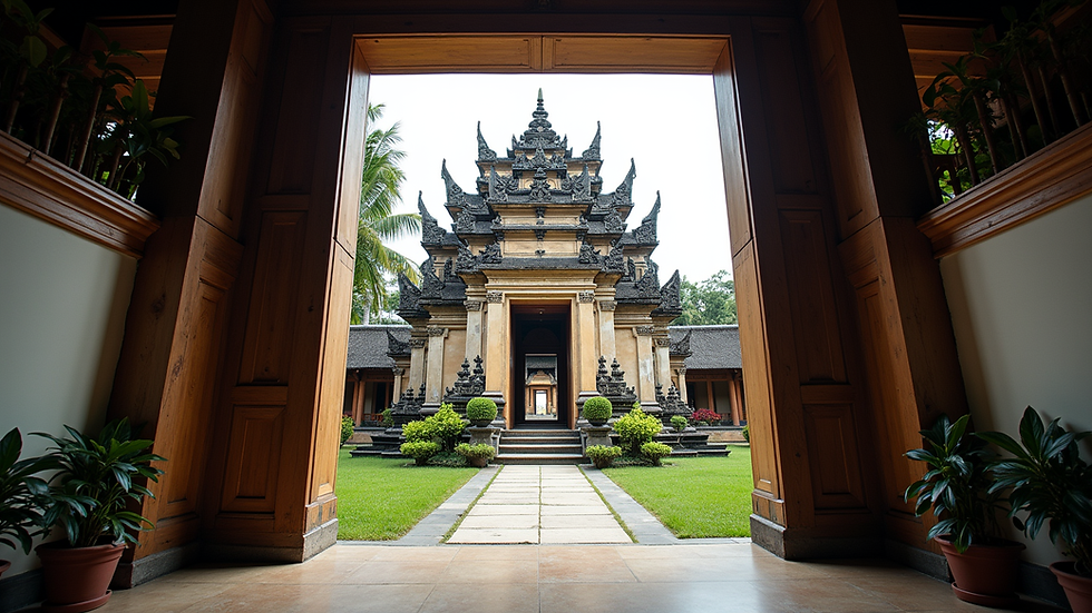 Eye-level view of a traditional Balinese temple entrance