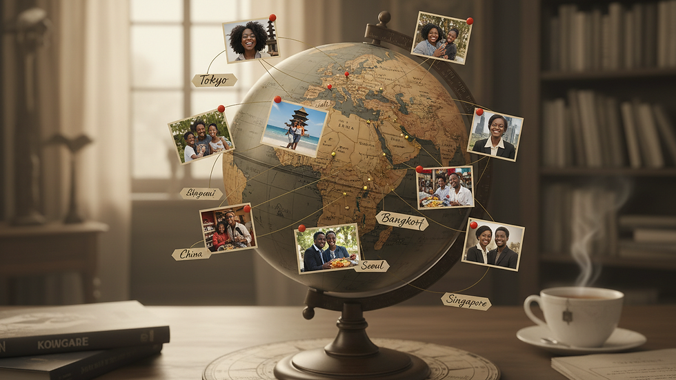 Close-up view of a globe with pins marking travel destinations