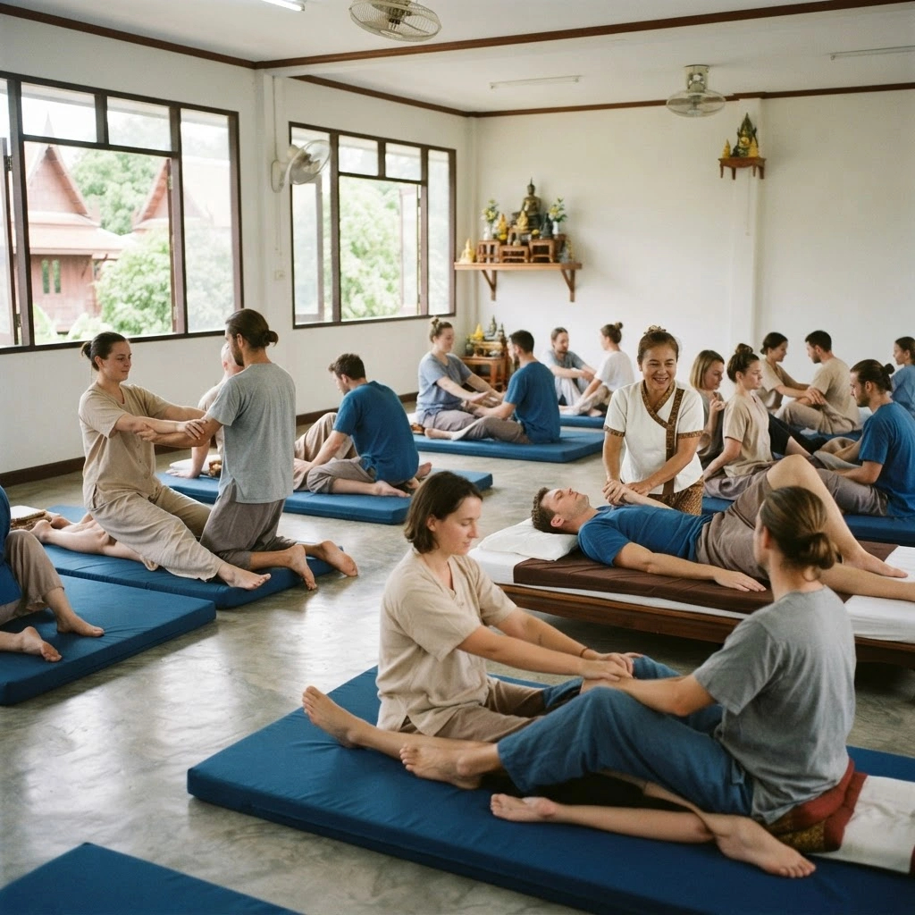 Thai massage training class in Thailand