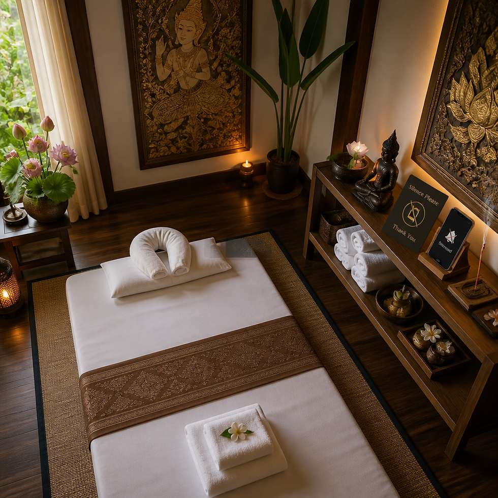 Spa environment showcasing mindfulness elements and respectful treatment space