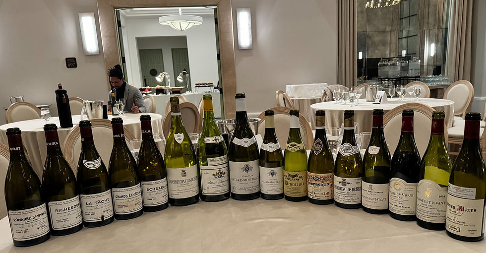 a lineup of rare burgundy bottles