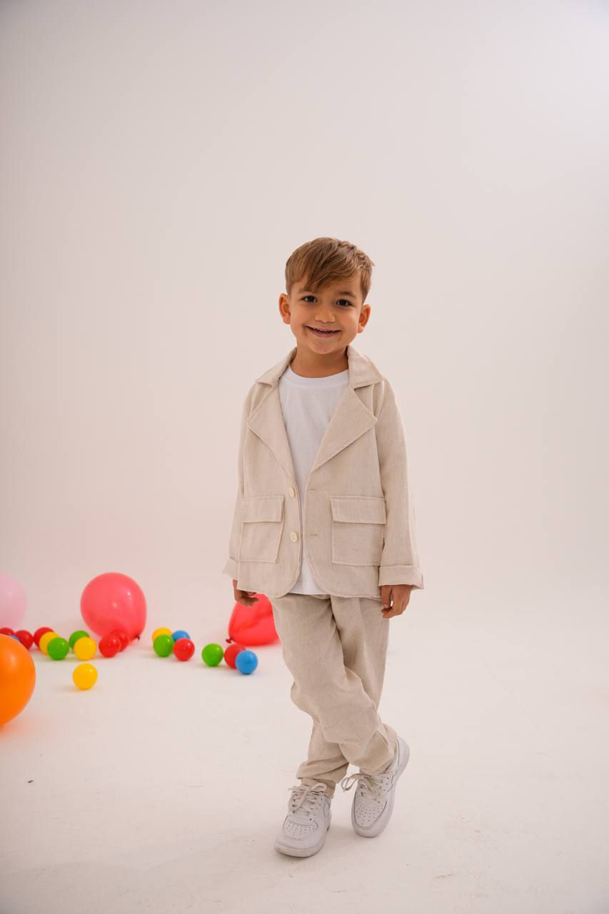 Küçük resim: Erkek Çocuk Keten Ceket Pantolon Alt Üst Takım