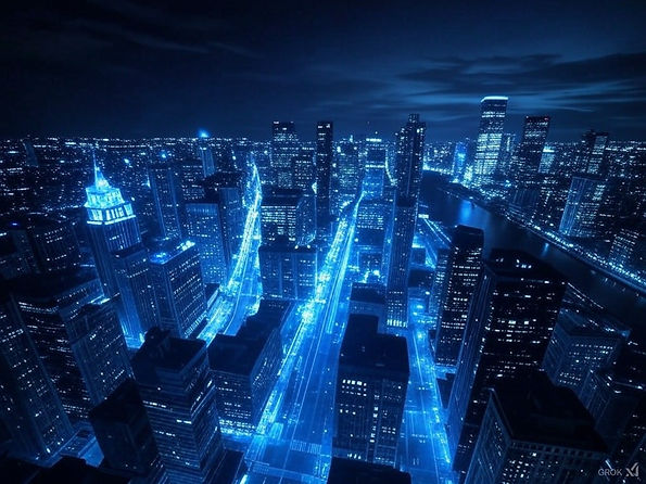 Blue City at night