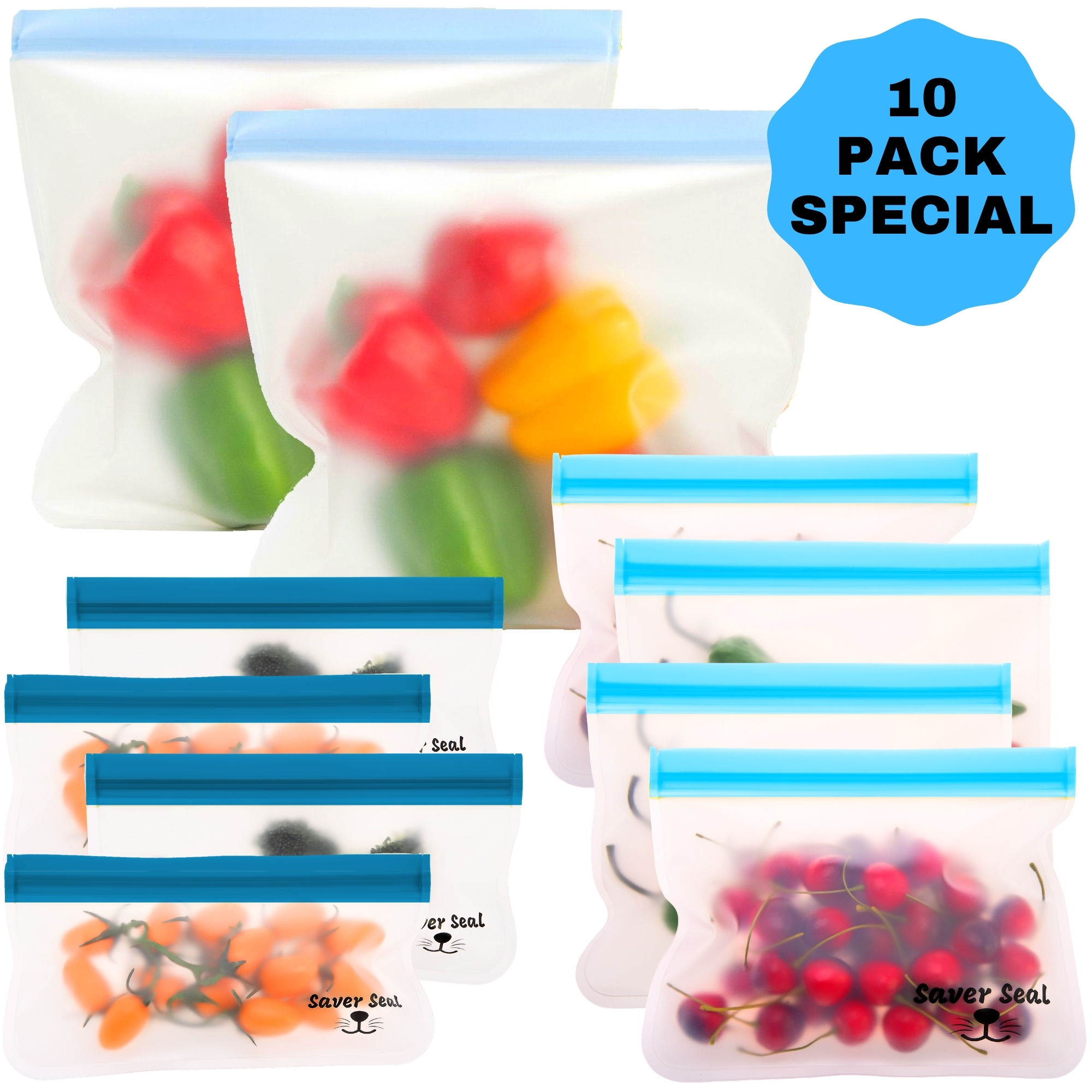 Saver Seal Reusable Storage Bags (10 Pack)