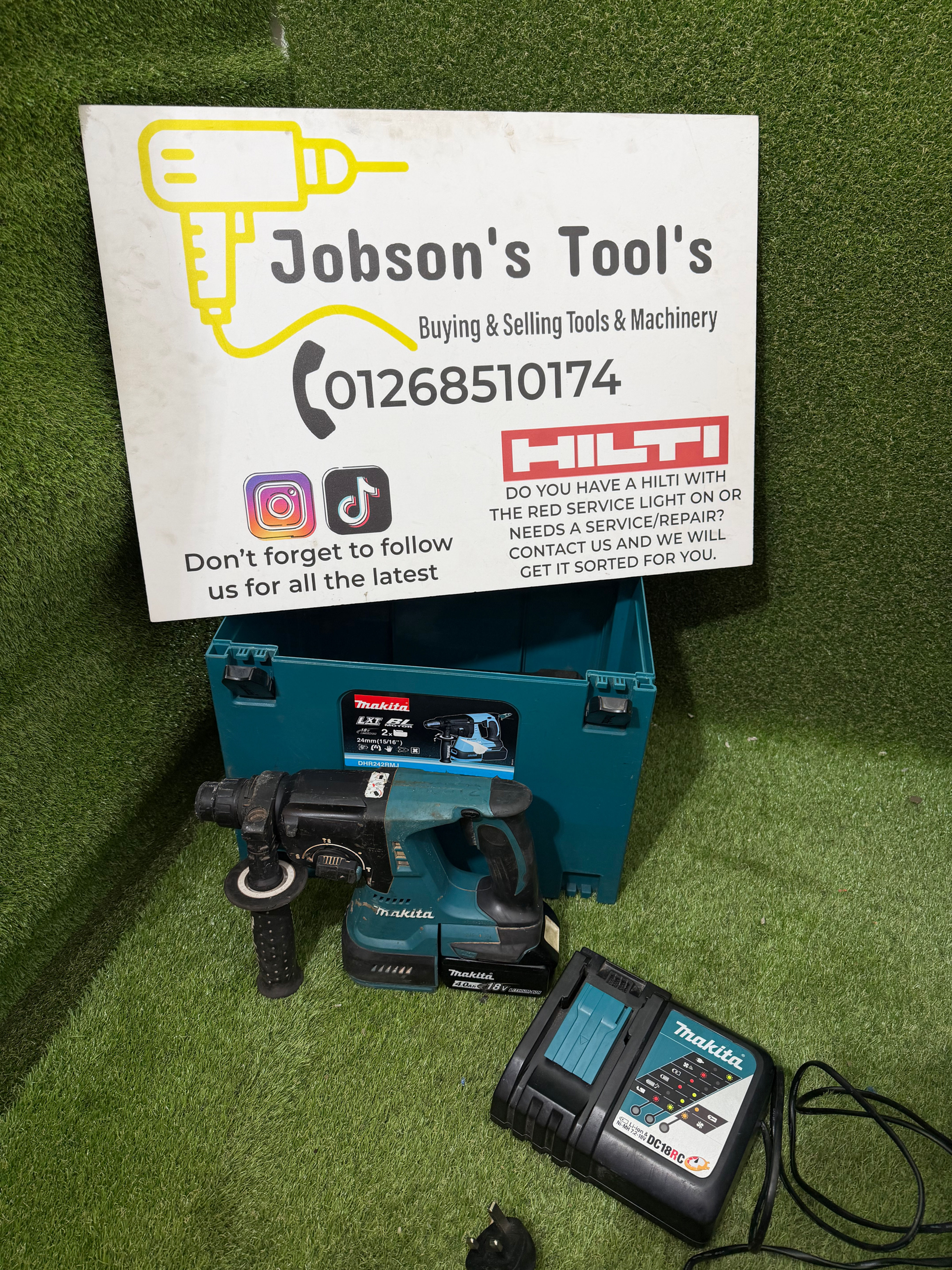 MAKITA DHR242 18V 24MM SDS+ PLUS BRUSHLESS CORDLESS ROTARY HAMMER DRILL + 4.0ah