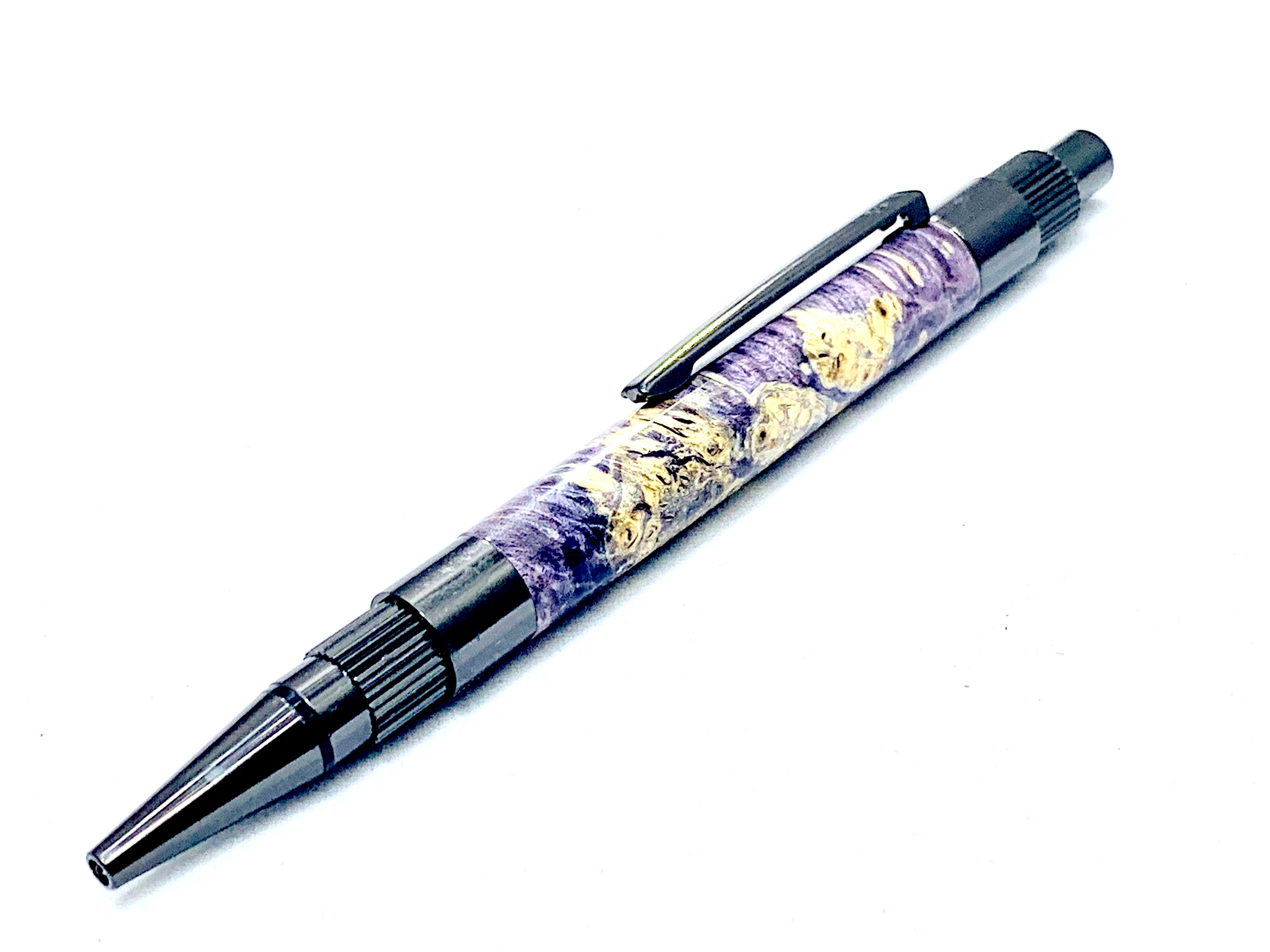 Gear Click Box Elder Burl Purple Pen