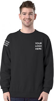 BLACK SWEATSHIRT showing placements of text embroidery