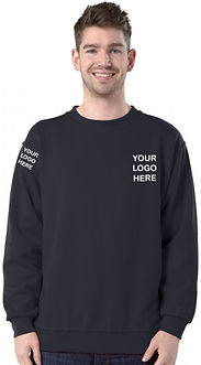 NAVY SWEATSHIRT showing placements of text embroidery