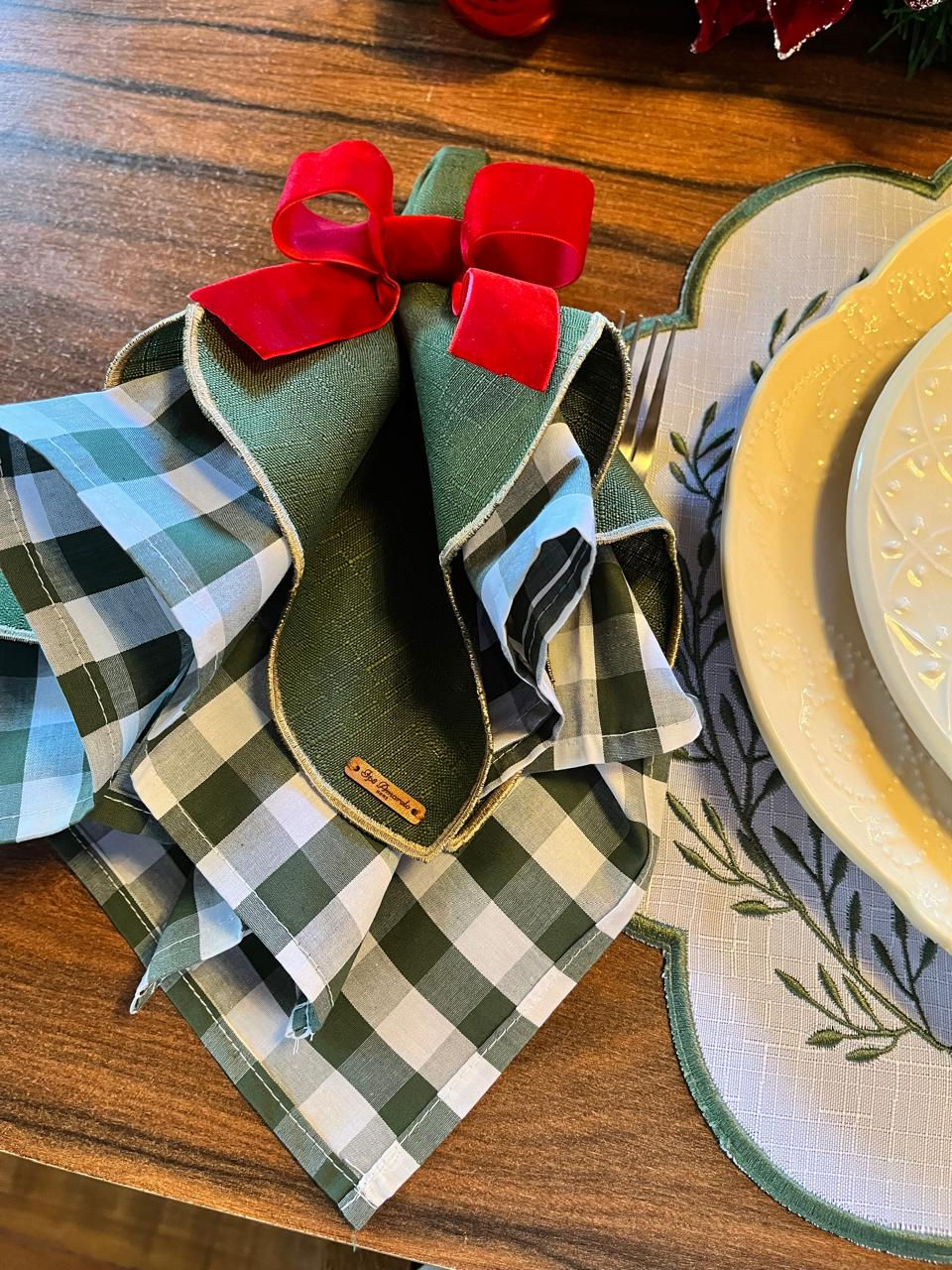 Miniatura: GUARDANAPO XADREZ OLIVA (Tamanho G)