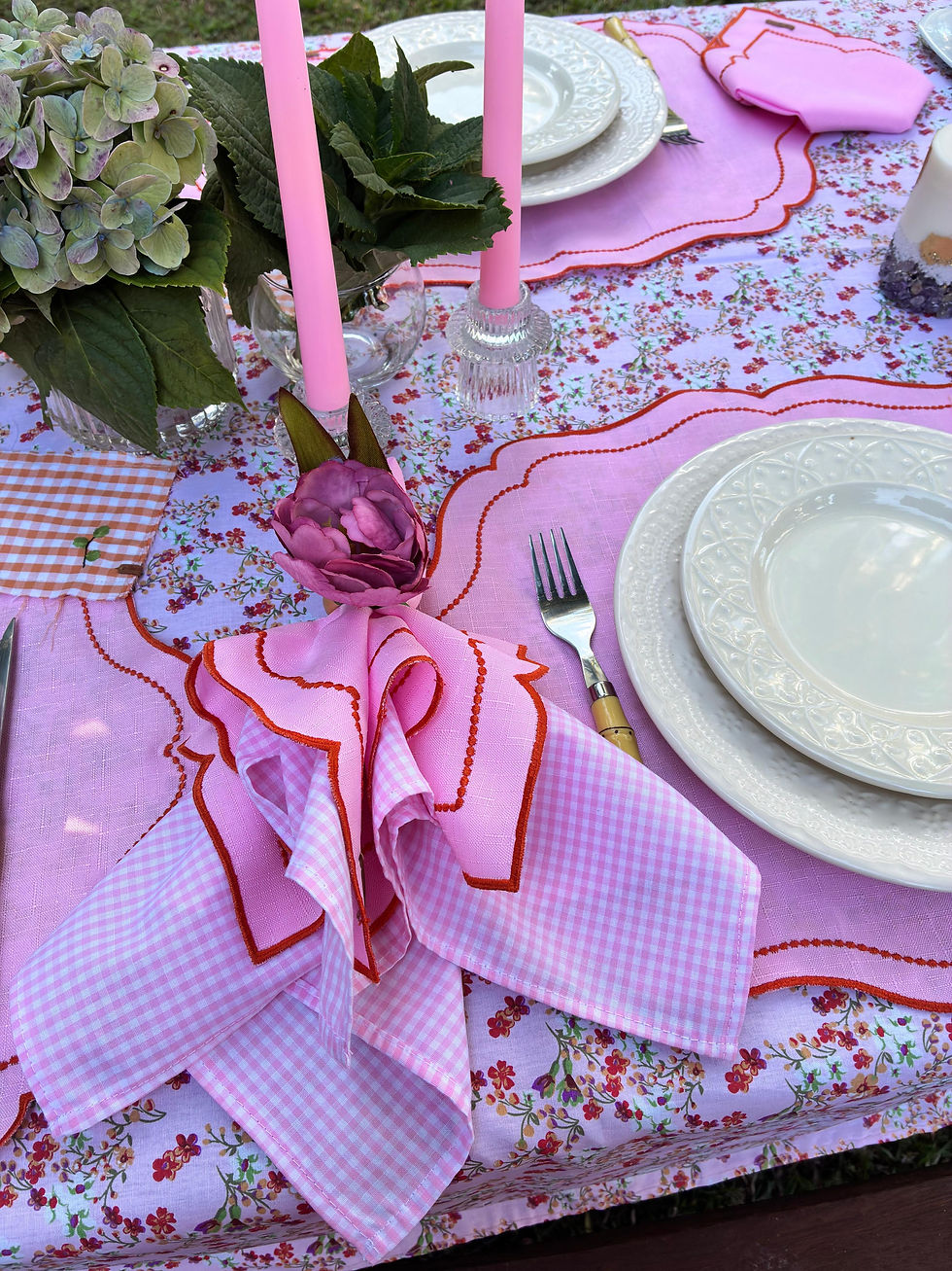 Miniatura: GUARDANAPO XADREZ  ROSA