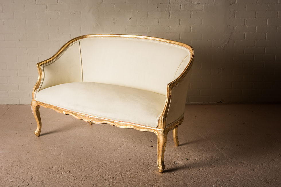 Ivory Settee with Gilded Trim