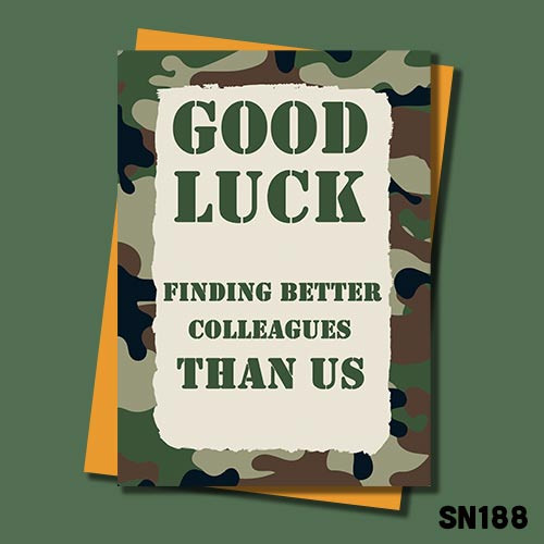 Good Luck Military Banter Leaving Card Jolly Ginger Cards