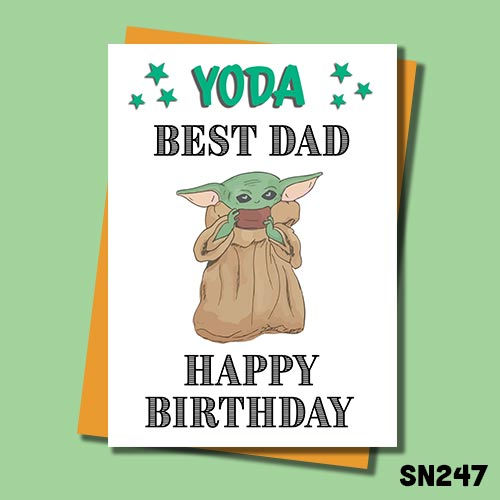 Yoda best Dad Birthday card from Jolly Ginger Cards.