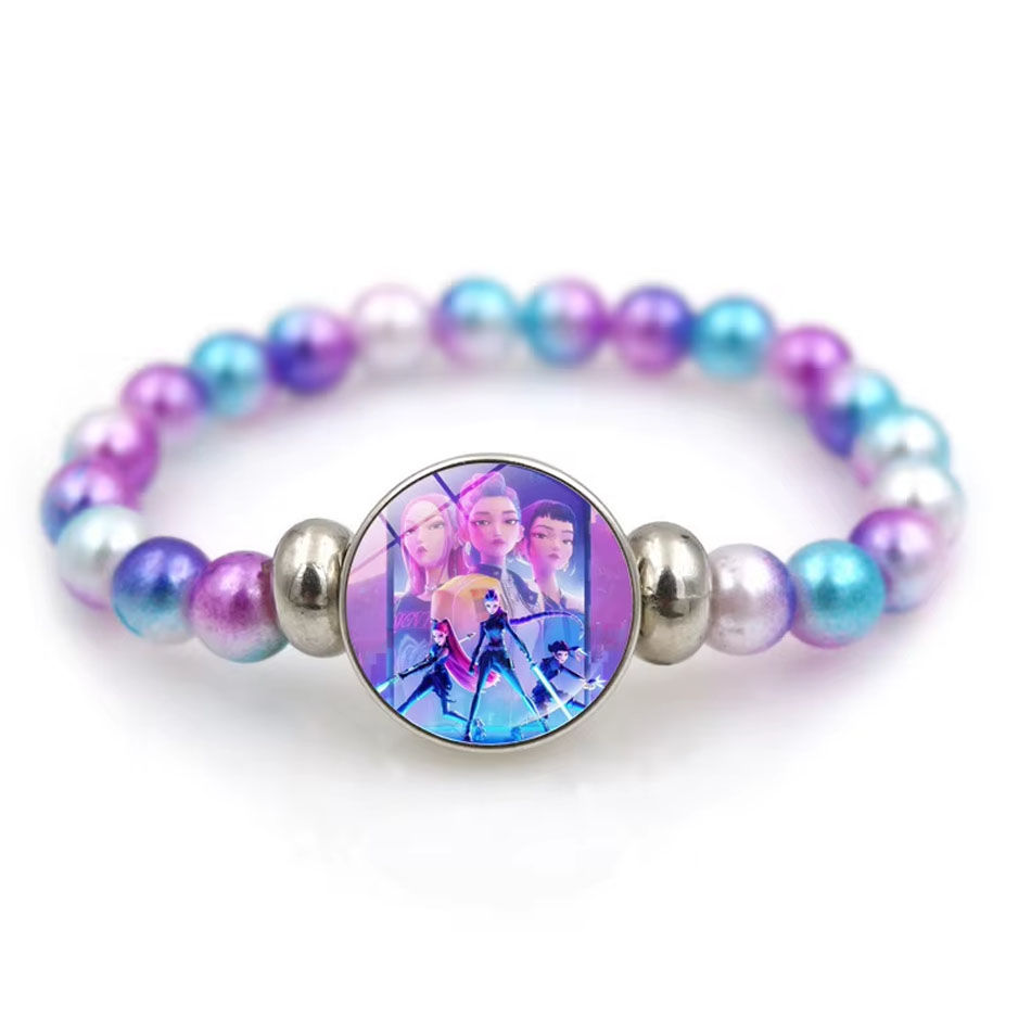 Thumbnail: Iridescent beaded bracelet, featuring Disney's Frozen characters Elsa, Anna, and Olaf.