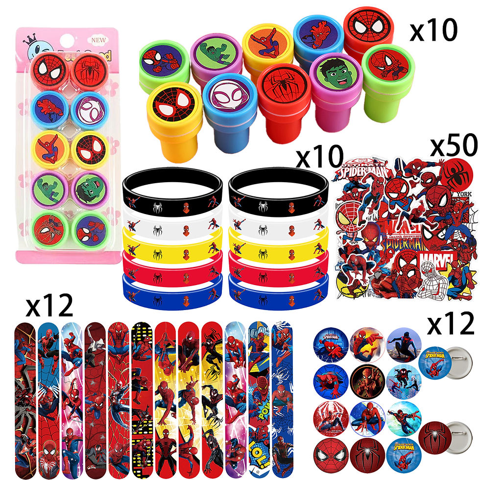 Thumbnail: Spiderman Party Favors Slap Bracelets Keychains Seal Stamps Badge Gift Bag Birth