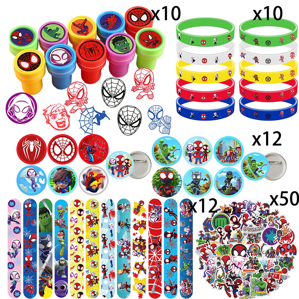 Thumbnail: Spiderman Party Favors Slap Bracelets Keychains Seal Stamps Badge Gift Bag Birth