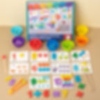 Educational math counting game with beads, numbers, and symbols