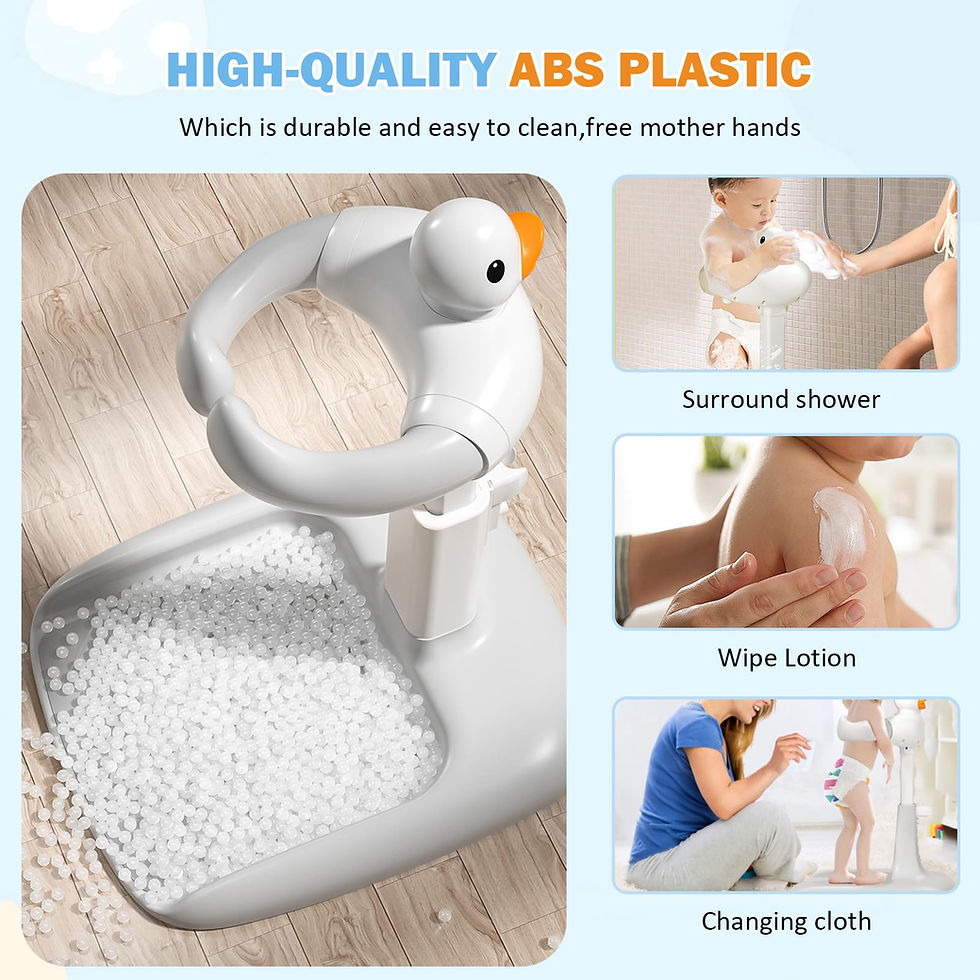 Thumbnail: Adjustable Height Baby Shower Stand with Anti-Slip Base, Bath Shower Standing Su
