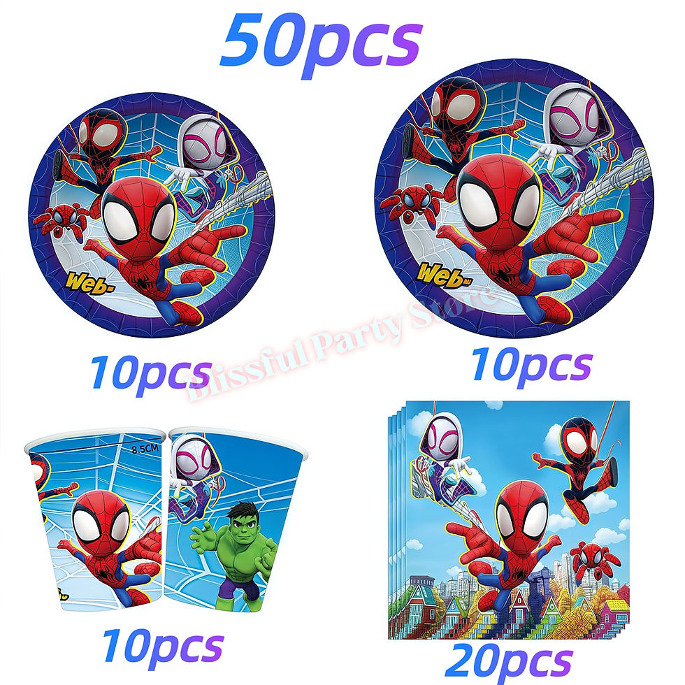 Thumbnail: 50pc Spidey and His Amazing Friends Birthday Decoration tableware set