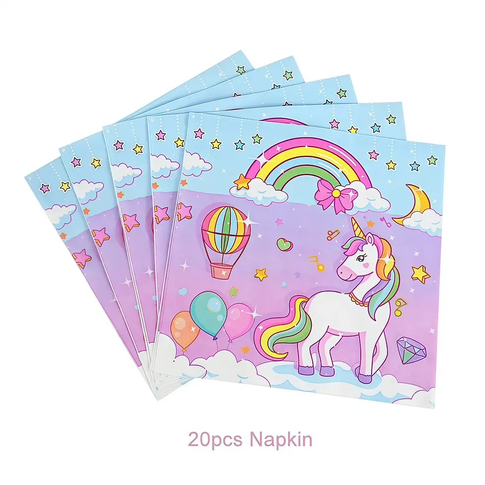 Thumbnail: Unicorn napkins for kids girls unicorn birthday party decorations.