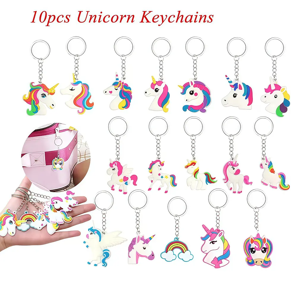 Thumbnail: 10pcs unicorn keychains for girls birthday party decorations