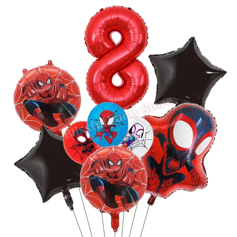 Thumbnail: Spidey and His Amazing Friends Birthday Decoration balloon kit with number 8