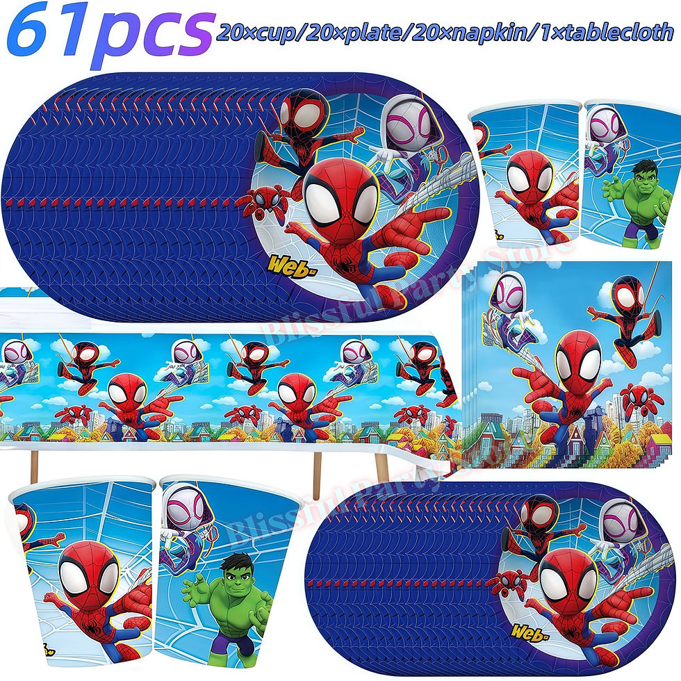 Thumbnail: 61 piece Spidey and His Amazing Friends Birthday Decoration tableware set