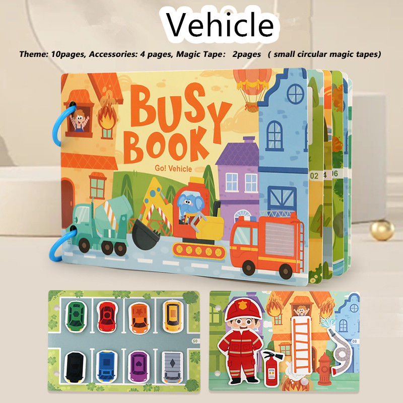 Thumbnail: Busy Book for Kids, Animals Vehicles Dinosaurs Stickers, Matching Number & Lette