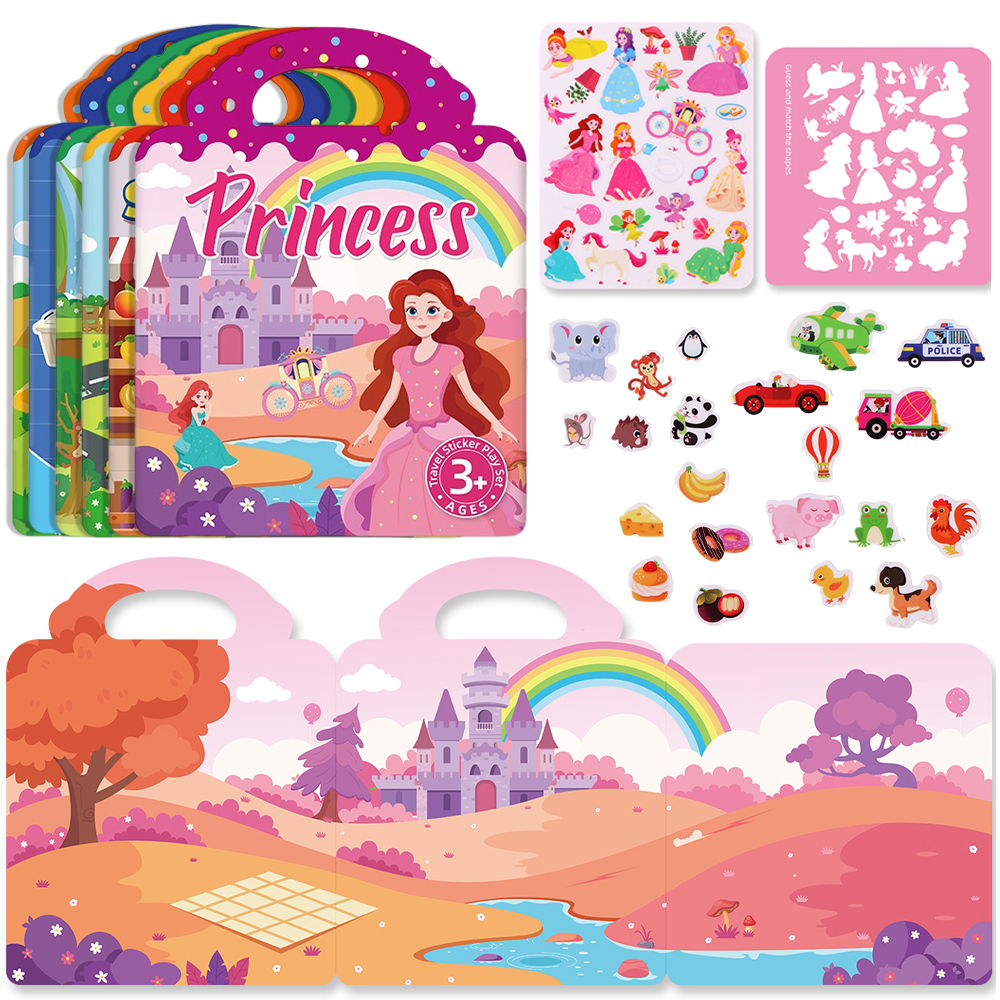 Kids' Reusable DIY Sticker Books Multi-Theme Bubble Sticker Jelly Stickers Porta