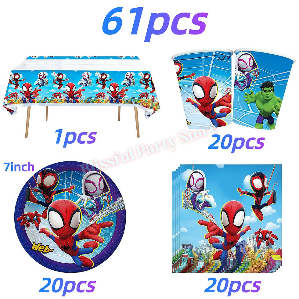 Thumbnail: 61-piece Spidey and His Amazing Friends birthday decoration set.