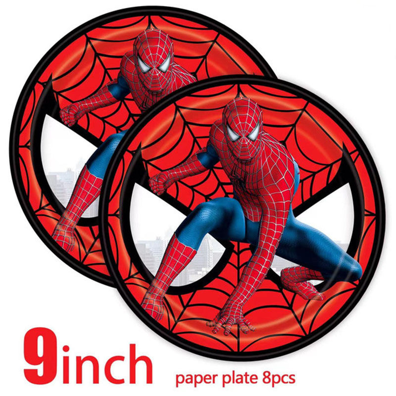 Thumbnail: Cartoon Spider Theme Birthday Party Decoration Blue Red Spider Tableware Set Ban