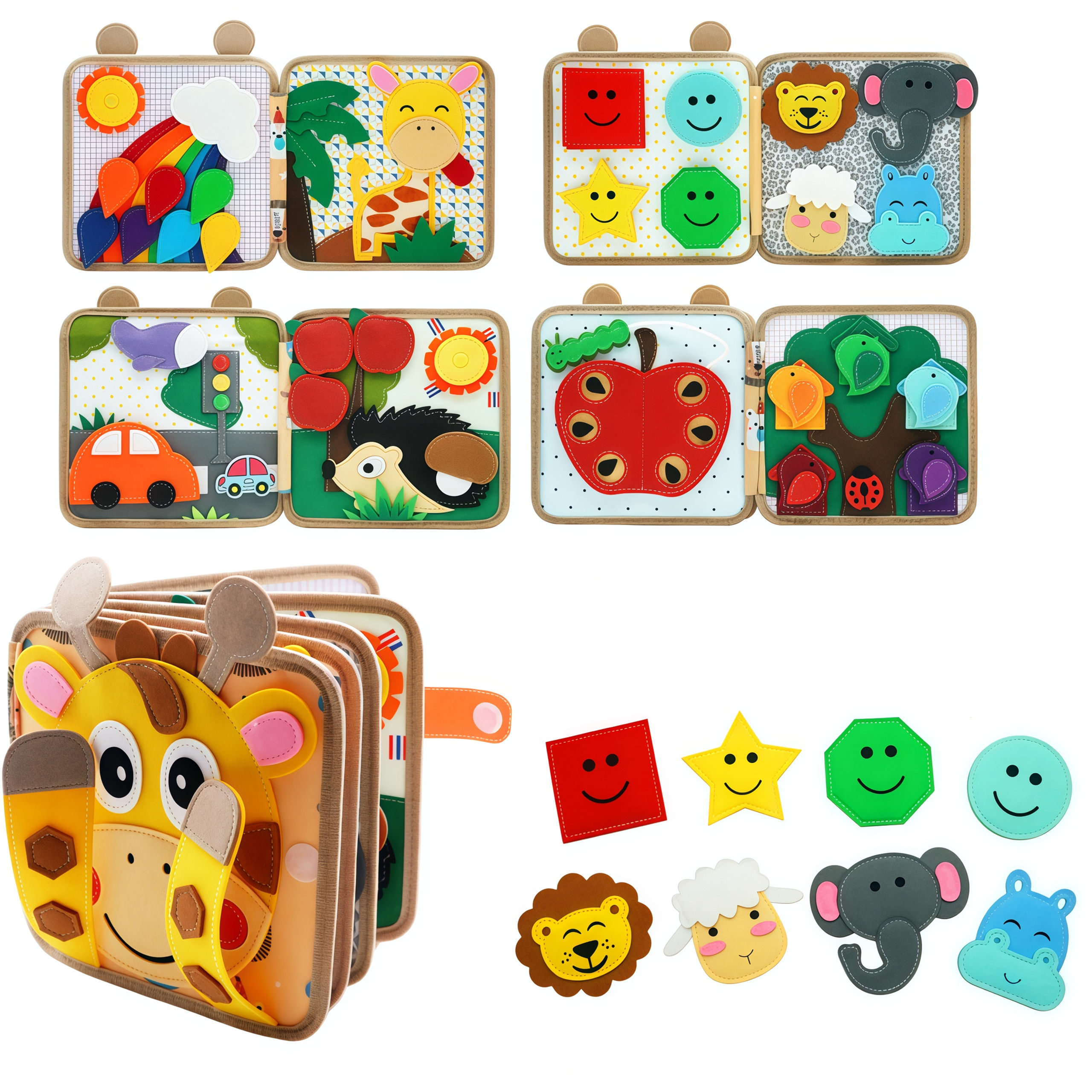 Montessori Toys Busy Book for Kids Color Shape Animal Cognition Early Education