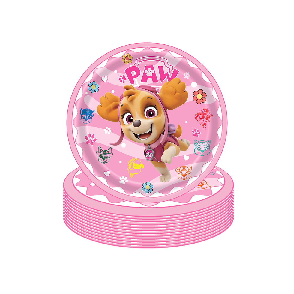 Thumbnail: Pink PAW Patrol Skye paper plates for birthday decorations