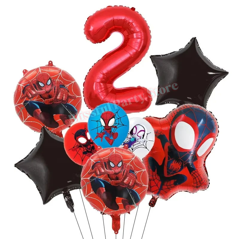 Thumbnail: Spidey and His Amazing Friends Birthday Decoration with a red number 2 balloon
