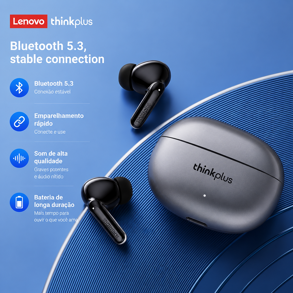 Miniatura: Lenovo ThinkPlus XT88 – Fones de Ouvido Bluetooth com Som Hi-Fi e Graves Potente
