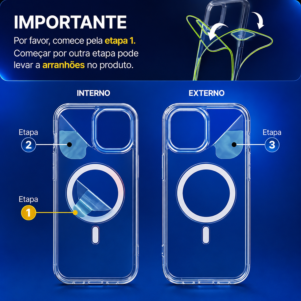 Miniatura: Capa Magnética Transparente Premium para iPhone – Compatível com MagSafe