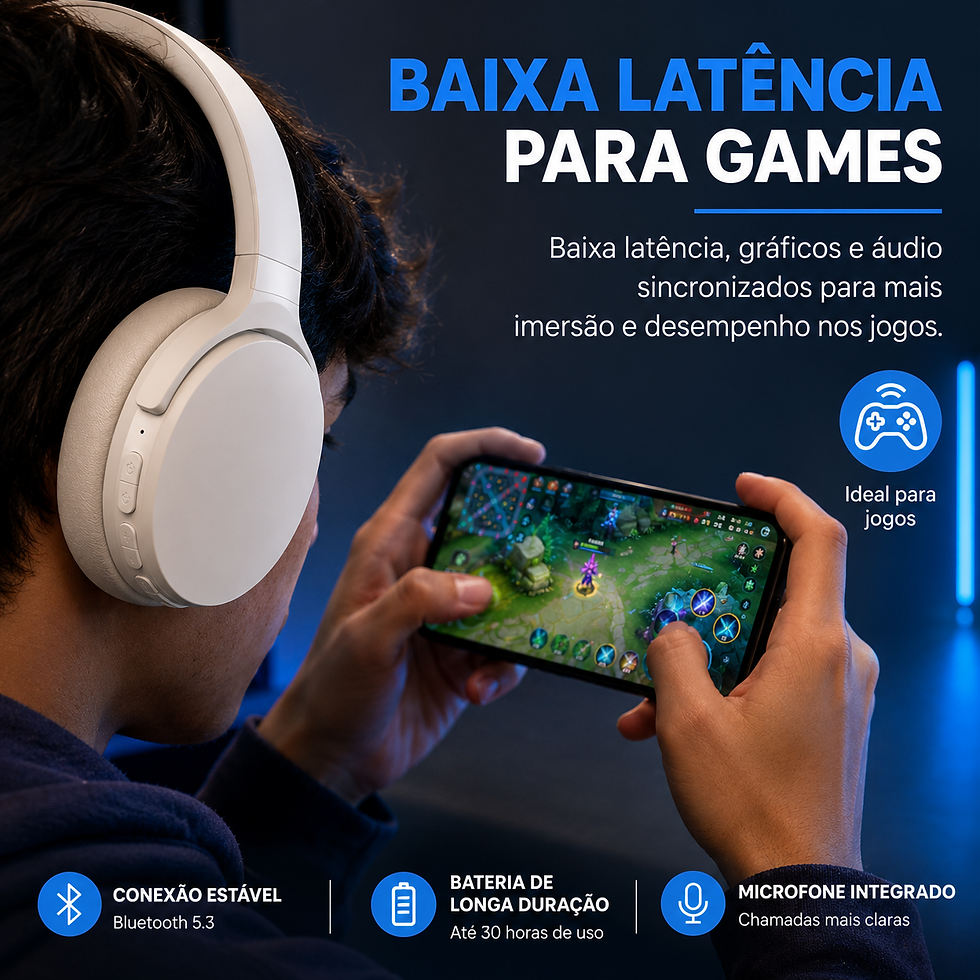 Miniatura: Fone de Ouvido Bluetooth 5.3 P2961 Original – Som Estéreo Hi-Fi com Microfone
