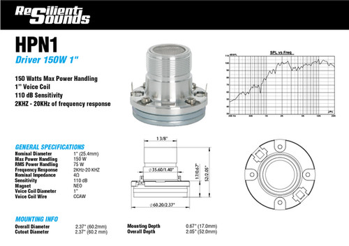 Resilient Sounds HPN1 NEO Horn Driver 75W RMS 4OHM | resilientsounds