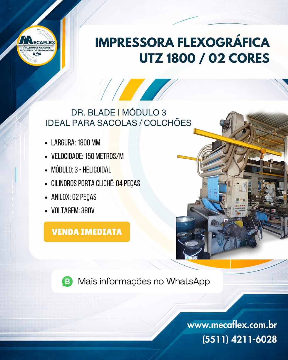 Miniatura: IMPRESSORA FLEXOGRÁFICA - UTZ 1800 / 02 CORES