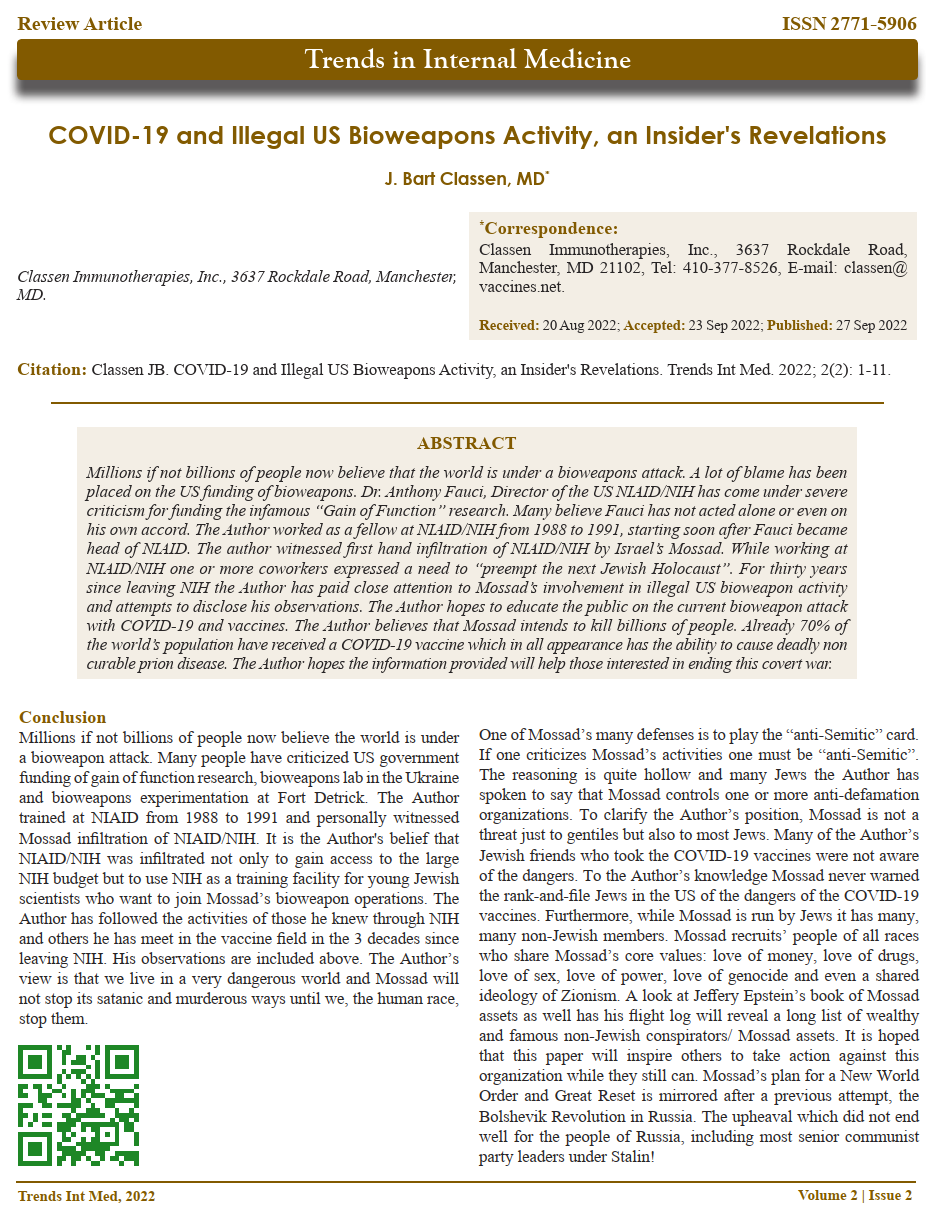 Click To View: COVID-19 & Illegal US Bioweapons Activity, An Insider's Revelations