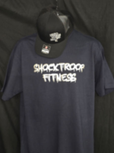 Navy T shirt Silver "PUFF" Drip