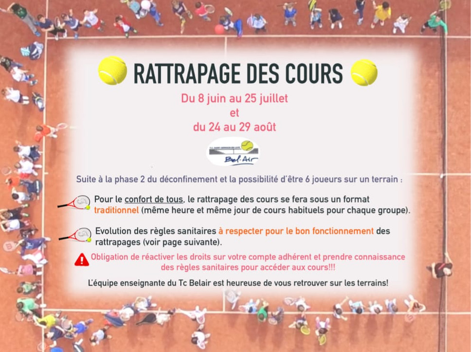 Début du rattrapage des cours à partir du lundi 8 juin!!!