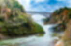 View of Upper Falls in Letchworth State Park in Fall near BrickInn, Mount Morris NY.