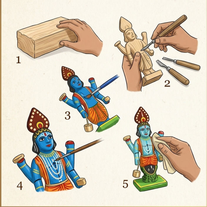 Thumbnail: 5-step process of crafting a Balaji Handicraft wooden idol