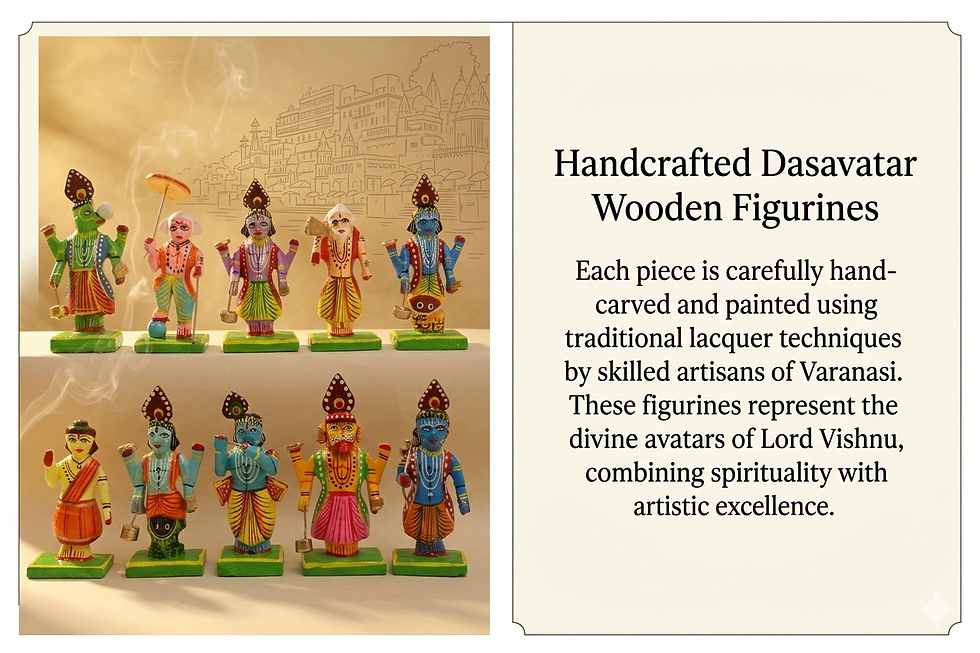 Thumbnail: Dashavatara wooden figurines by Balaji Handicraft