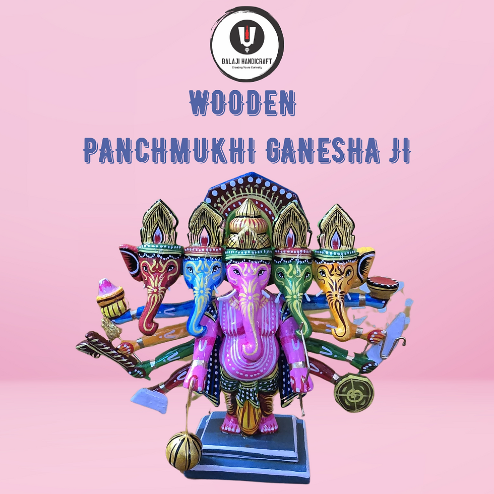 WOODEN PANCHMUKHI GANESHA 6 INCH