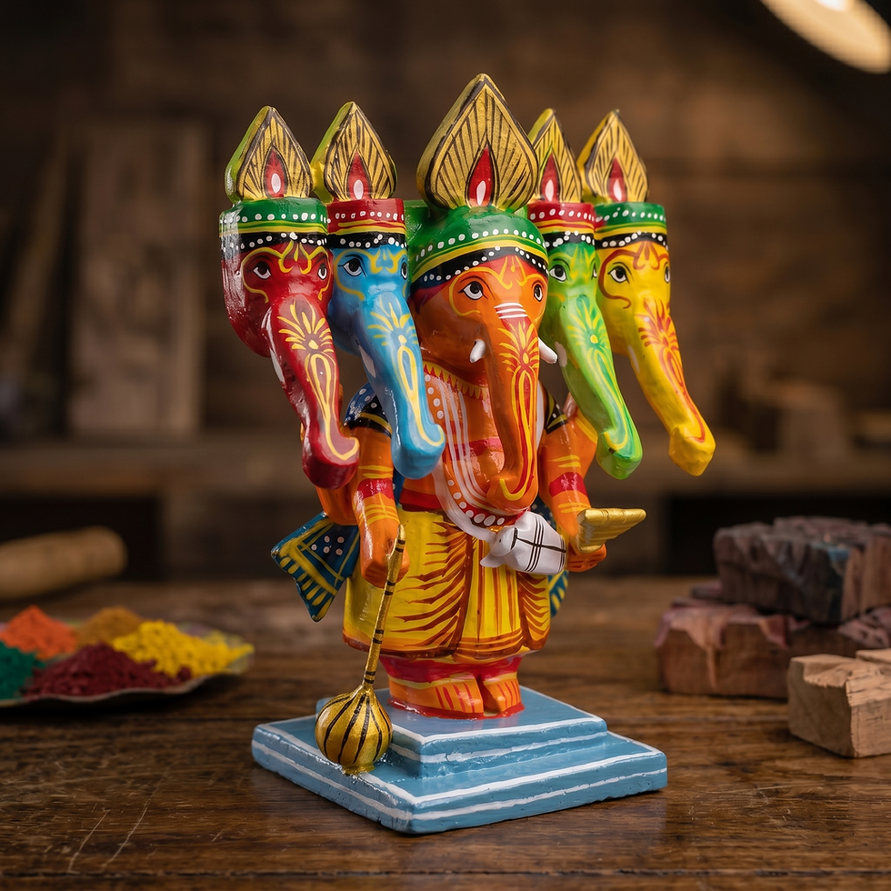 Balaji Handicraft Panchamukhi Ganesha Wooden Lacquerware Idol