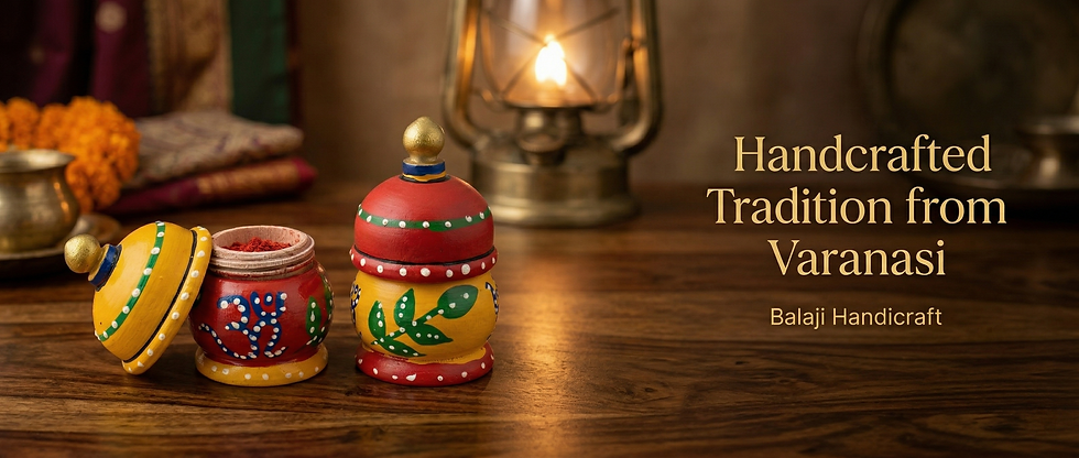 Thumbnail: Balaji Handicraft wooden lacquerware idol with lantern